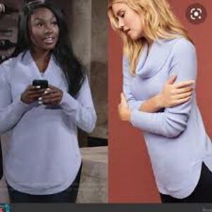 Anthropologie Women's Light Blue Cowl Neck Sweater